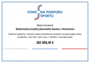 Modernizácia krytého plaveckého bazéna v Humennom